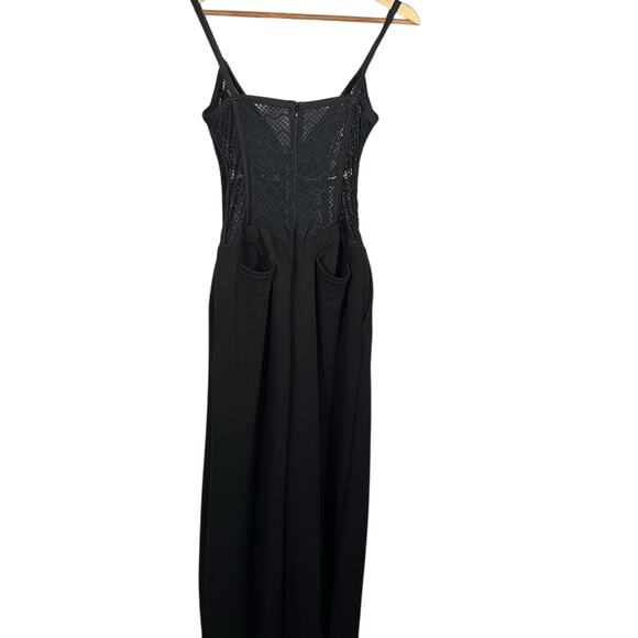 Pat BO Black Plunge Corset Style Neck Sleeveless Jumpsuit Size 4 - Picture 5 of 5